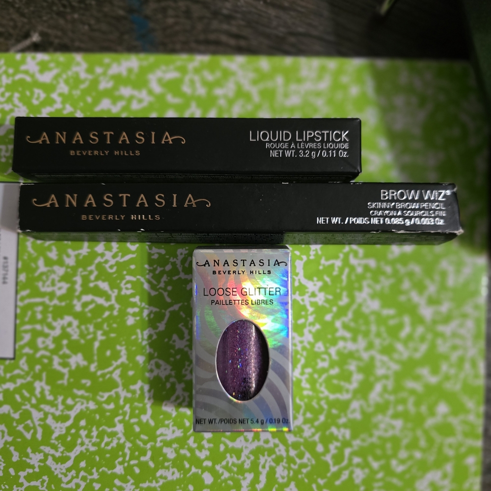 Anastasia Beverly Hills Lipstick and Brow Wiz with Purple Glitter